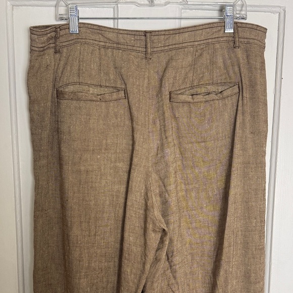 Anthropologie Linen Low Rise Wide Leg Pants Tan Size 14 - Picture 8 of 15